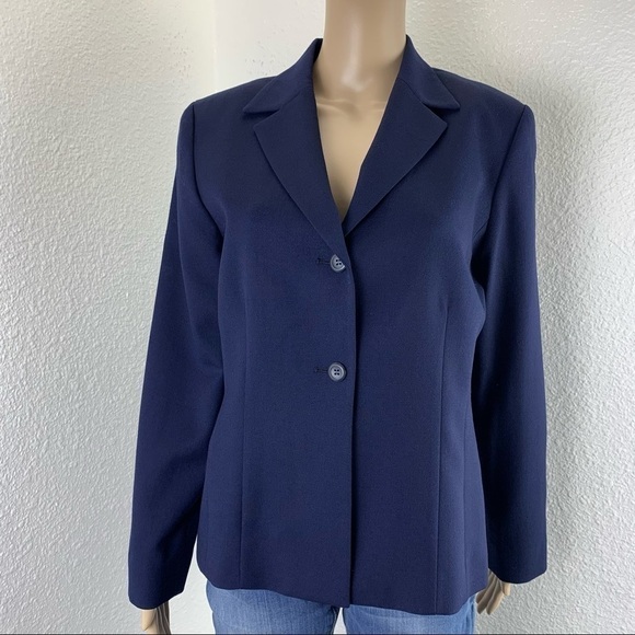PENDLETON woman blazer Virgin Wool Two Button navy sz 8 business casual business - Picture 3 of 9